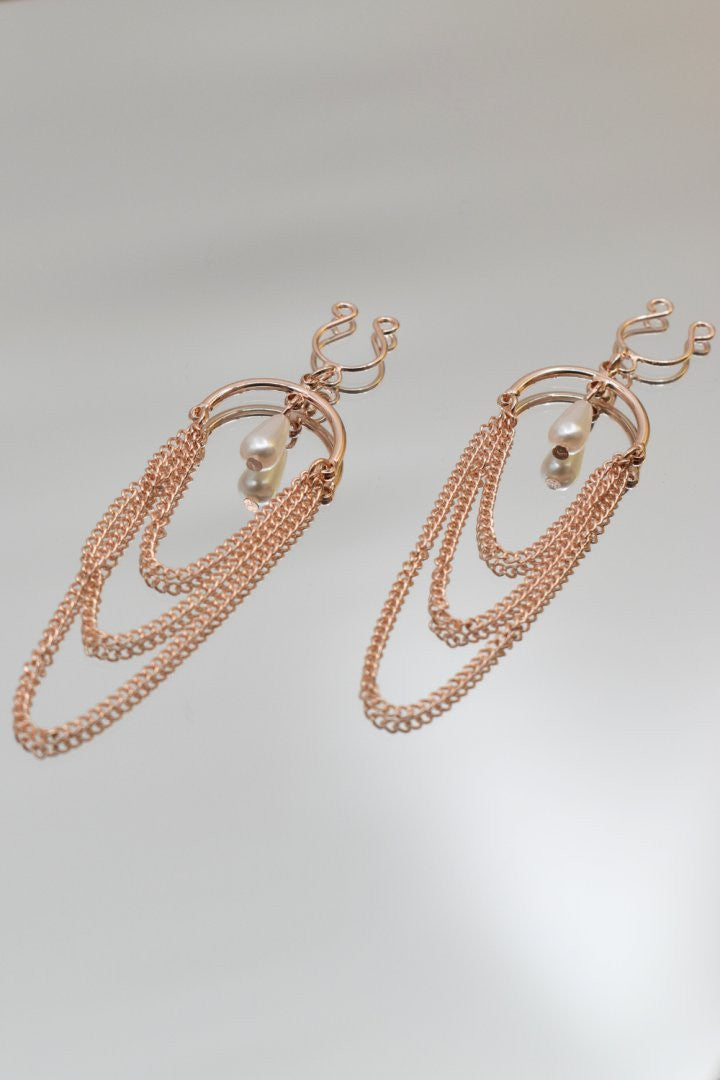 Bijoux de seins avec 3 chaînettes doré rose et une perle – Be Lily Accessories – vue 8