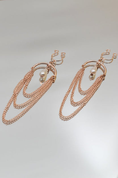 Bijoux de seins avec 3 chaînettes doré rose et une perle – Be Lily Accessories – vue 8