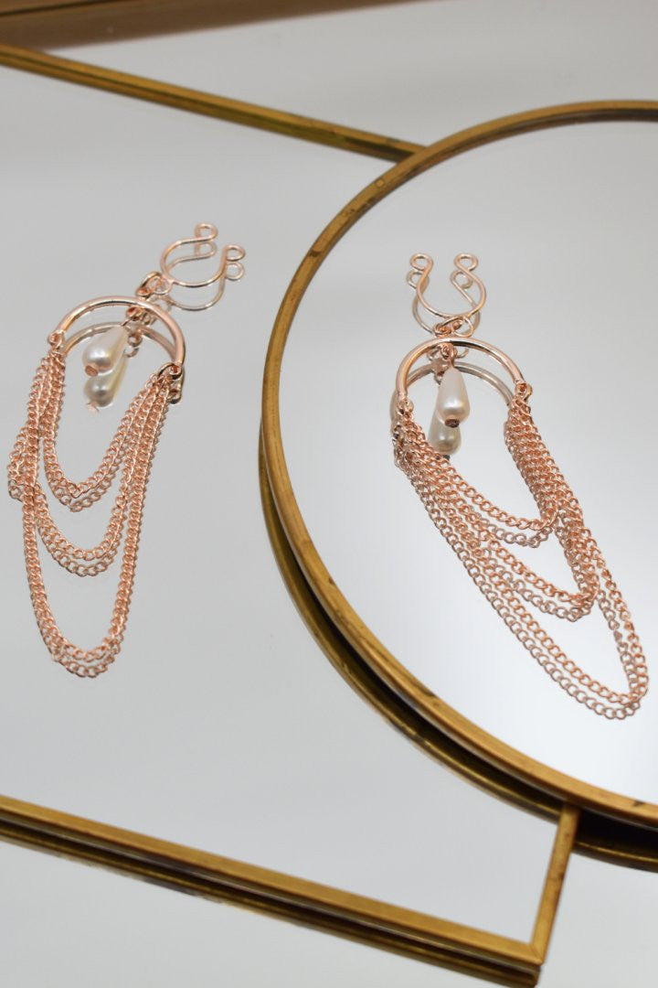 Bijoux de seins avec 3 chaînettes doré rose et une perle – Be Lily Accessories – vue 9