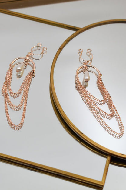 Bijoux de seins avec 3 chaînettes doré rose et une perle – Be Lily Accessories – vue 9