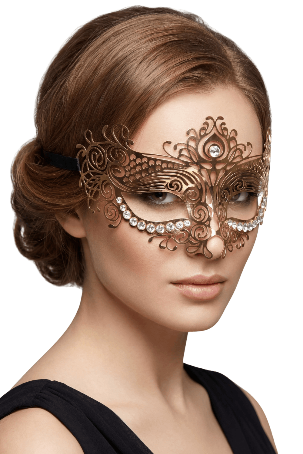 Masque vénitien Ornella doré avec strass – Be Lily Accessories – vue 1