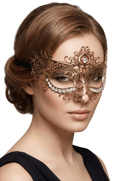 Masque vénitien Ornella doré avec strass – Be Lily Accessories – vue 1