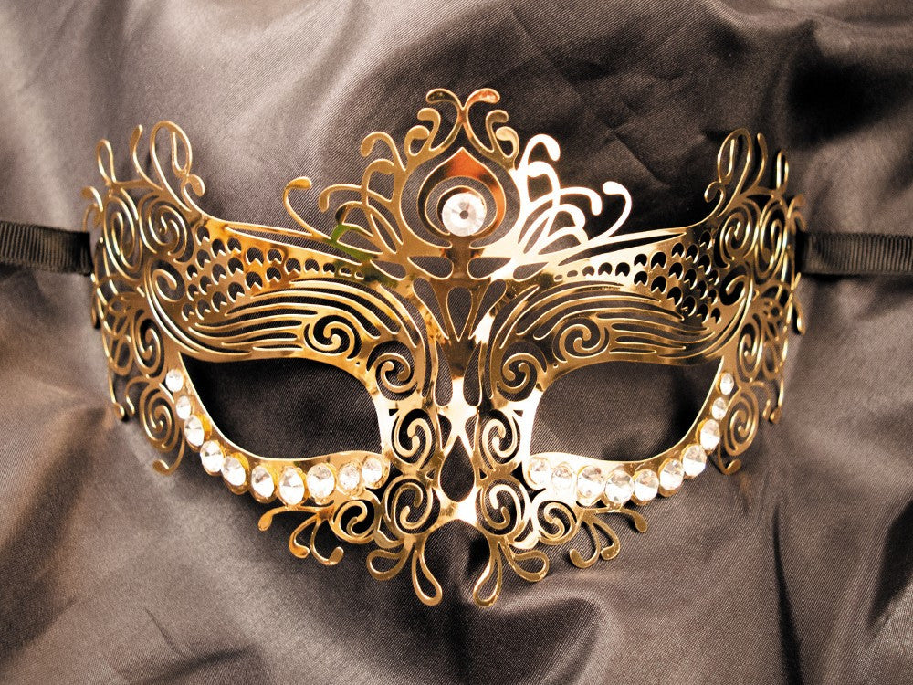 Masque vénitien Ornella doré avec strass – Be Lily Accessories – vue 3