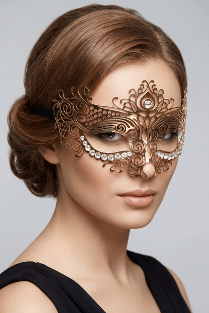 Masque vénitien Ornella doré avec strass – Be Lily Accessories – vue 5