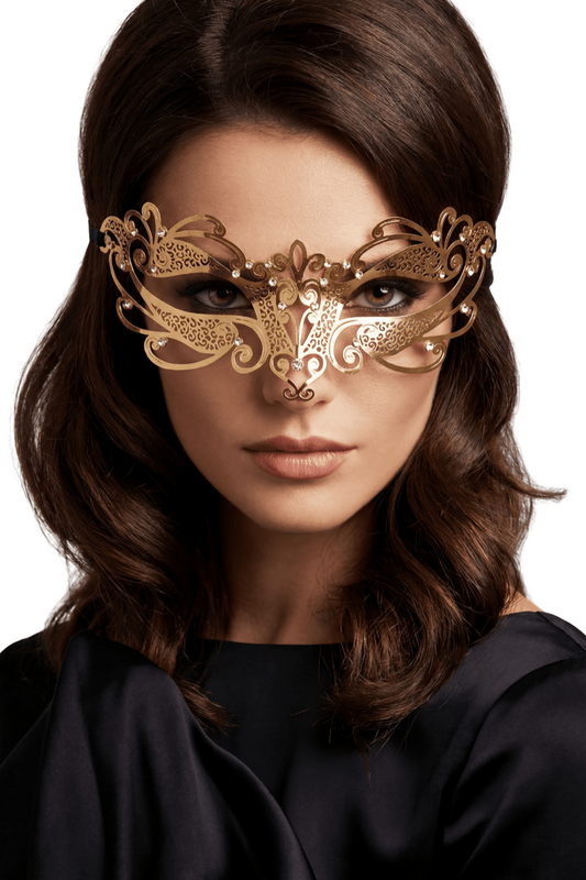 Masque vénitien Gaia doré avec strass – Be Lily Accessories – vue 1