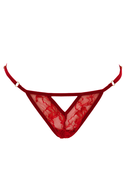 String rouge avec bijou perle strass dorés – Be Lily Panties – vue 4