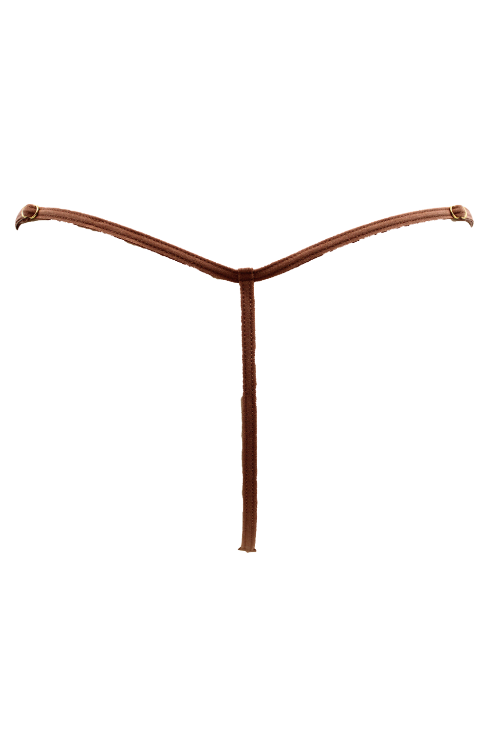 String en dentelle taupe ouvert avec chaînes dorées – Be Lily Panties – vue 4