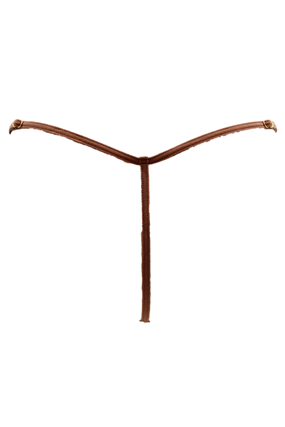 String en dentelle taupe ouvert avec chaînes dorées – Be Lily Panties – vue 4