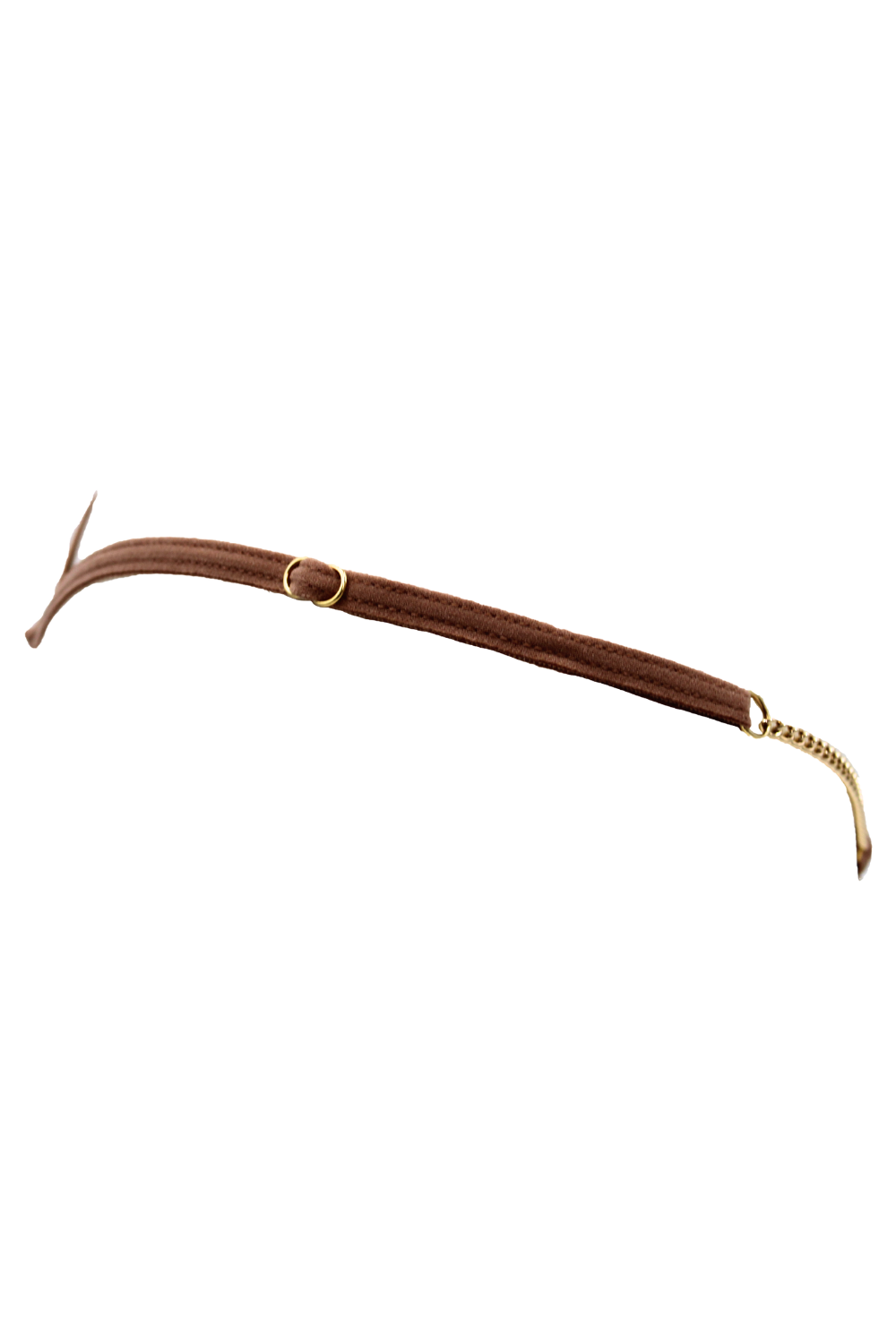 String en dentelle taupe ouvert avec chaînes dorées – Be Lily Panties – vue 5