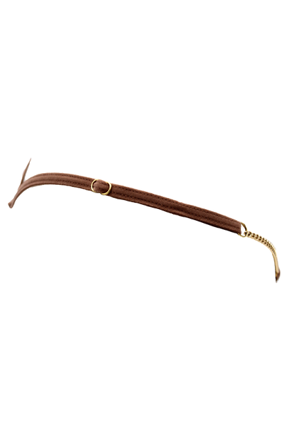 String en dentelle taupe ouvert avec chaînes dorées – Be Lily Panties – vue 5