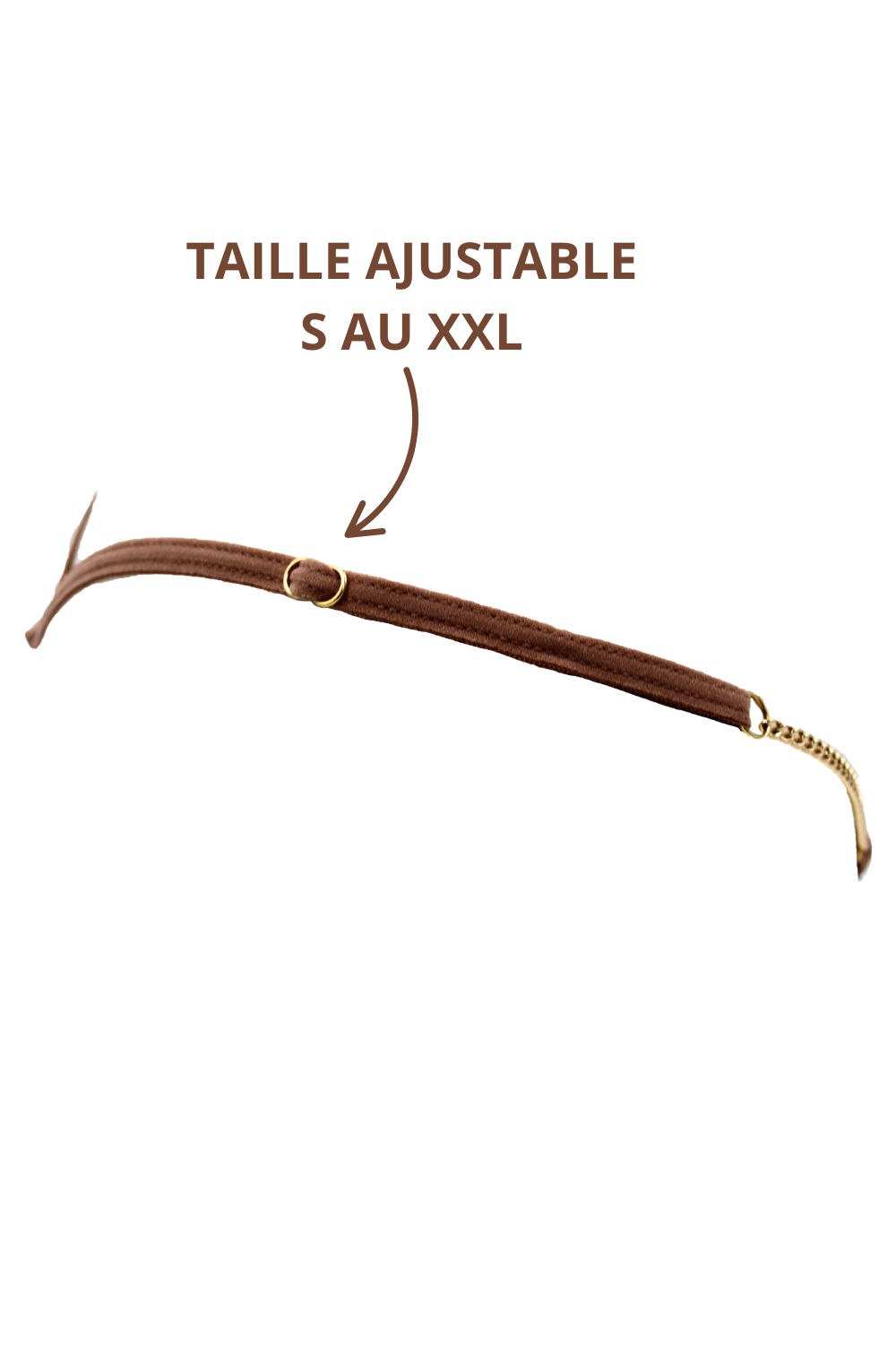String en dentelle taupe ouvert avec chaînes dorées – Be Lily Panties – vue 6