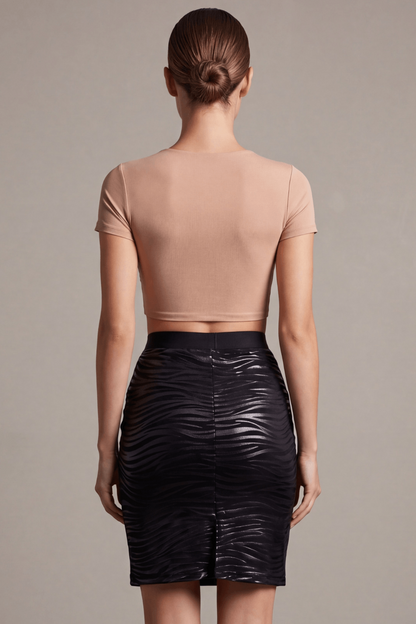 Jupe longue noire imprimé zébré Emma – Be lily Mode – vue 2