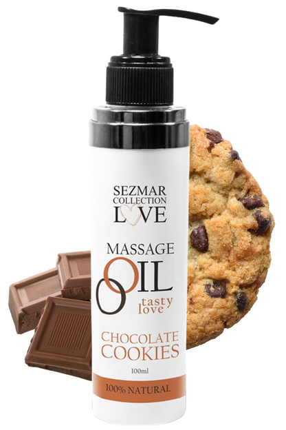 Huile de massage comestible cookie chocolat 100ml 100% naturelle – Sezmar – vue 1