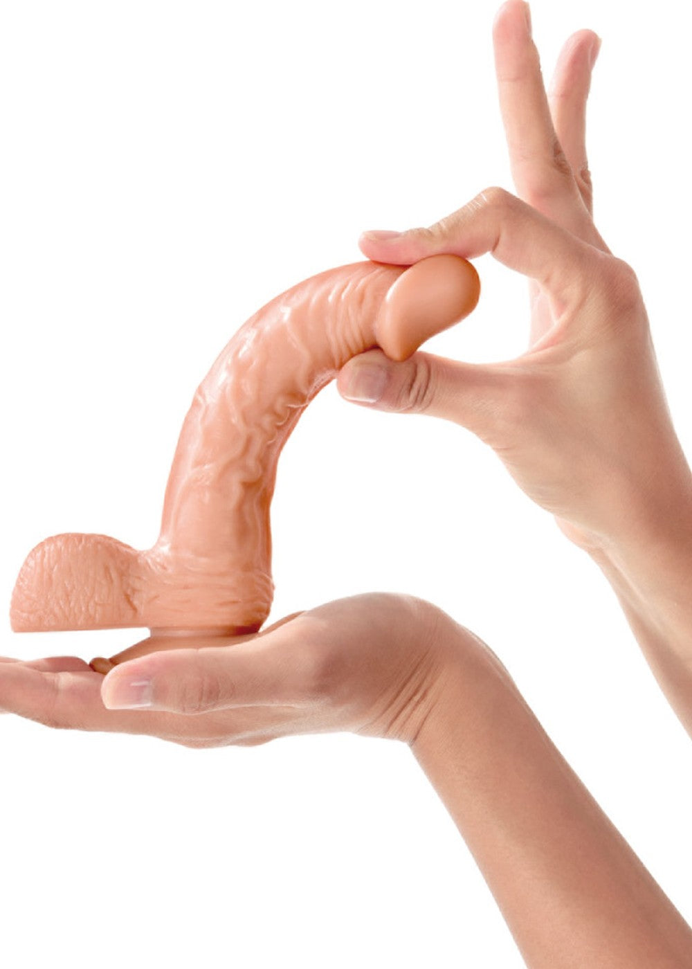 Gode réaliste veiné avec testicules et ventouse 18cm