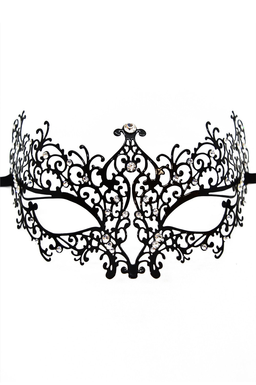 Masque vénitien Chiara rigide noir avec strass – Be Lily Accessories – vue 2