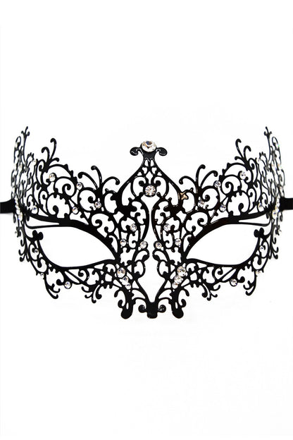 Masque vénitien Chiara rigide noir avec strass – Be Lily Accessories – vue 2