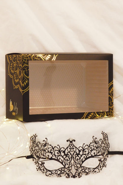 Masque vénitien Chiara rigide noir avec strass – Be Lily Accessories – vue 3