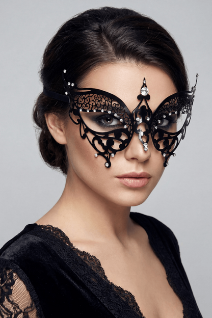 Masque vénitien Alida noir avec strass – Be Lily Accessories – vue 5