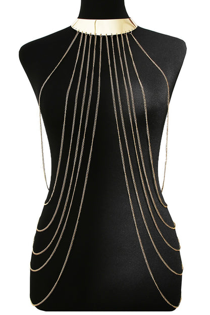 Bijou Tour de cou avec chaines de corps doré – Be Lily Accessories – vue 2