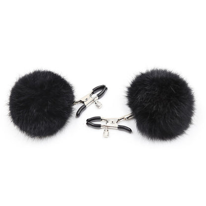 Pinces à seins avec pompoms noires – Dreamy Fetish – vue 2