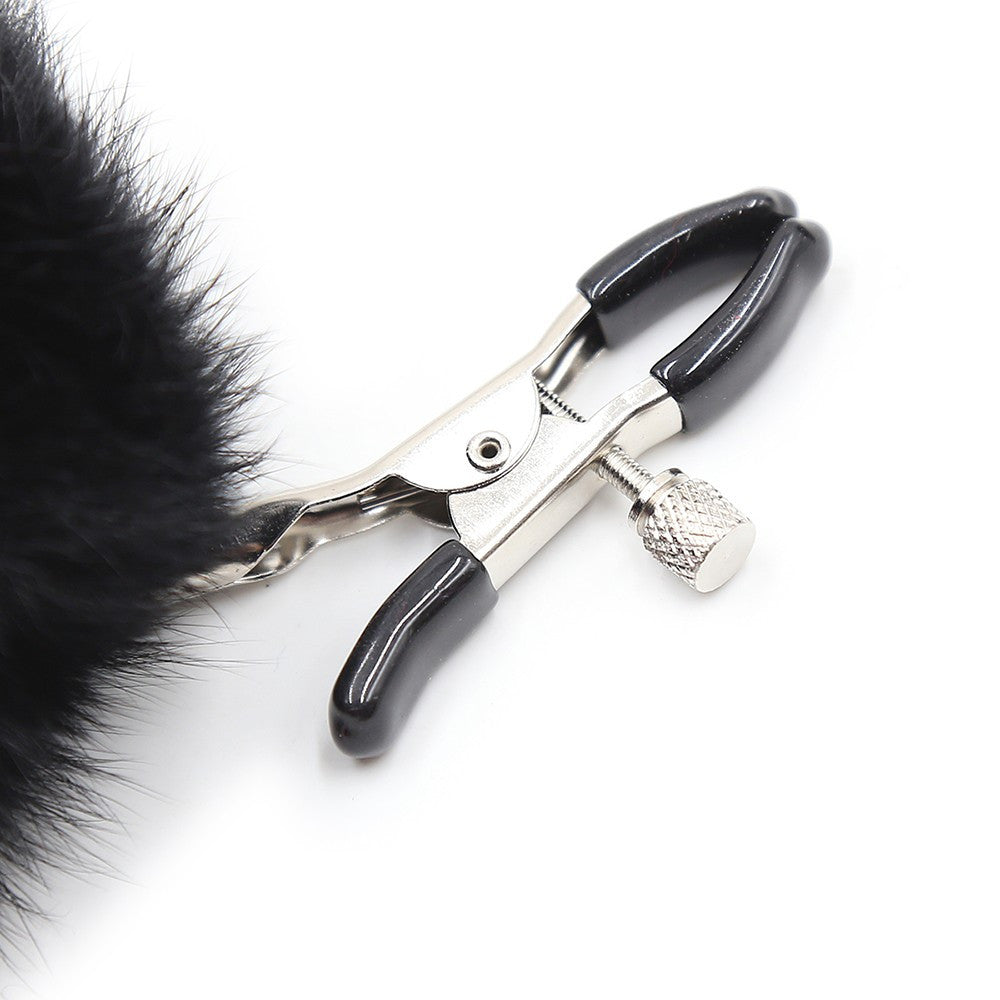 Pinces à seins avec pompoms noires – Dreamy Fetish – vue 3