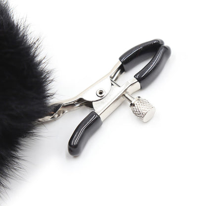 Pinces à seins avec pompoms noires – Dreamy Fetish – vue 3