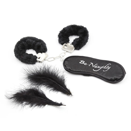 Kit coquin 4 pièces avec menottes, plumeau et masque – Dreamy Fetish – vue 1