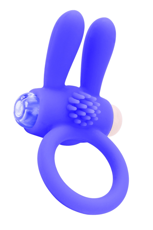 Anneau Vibrant Rabbit Bleu Silicone 1 dosette de lubrifiant — Pocket Pleasure – Pocket Pleasure – vue 1