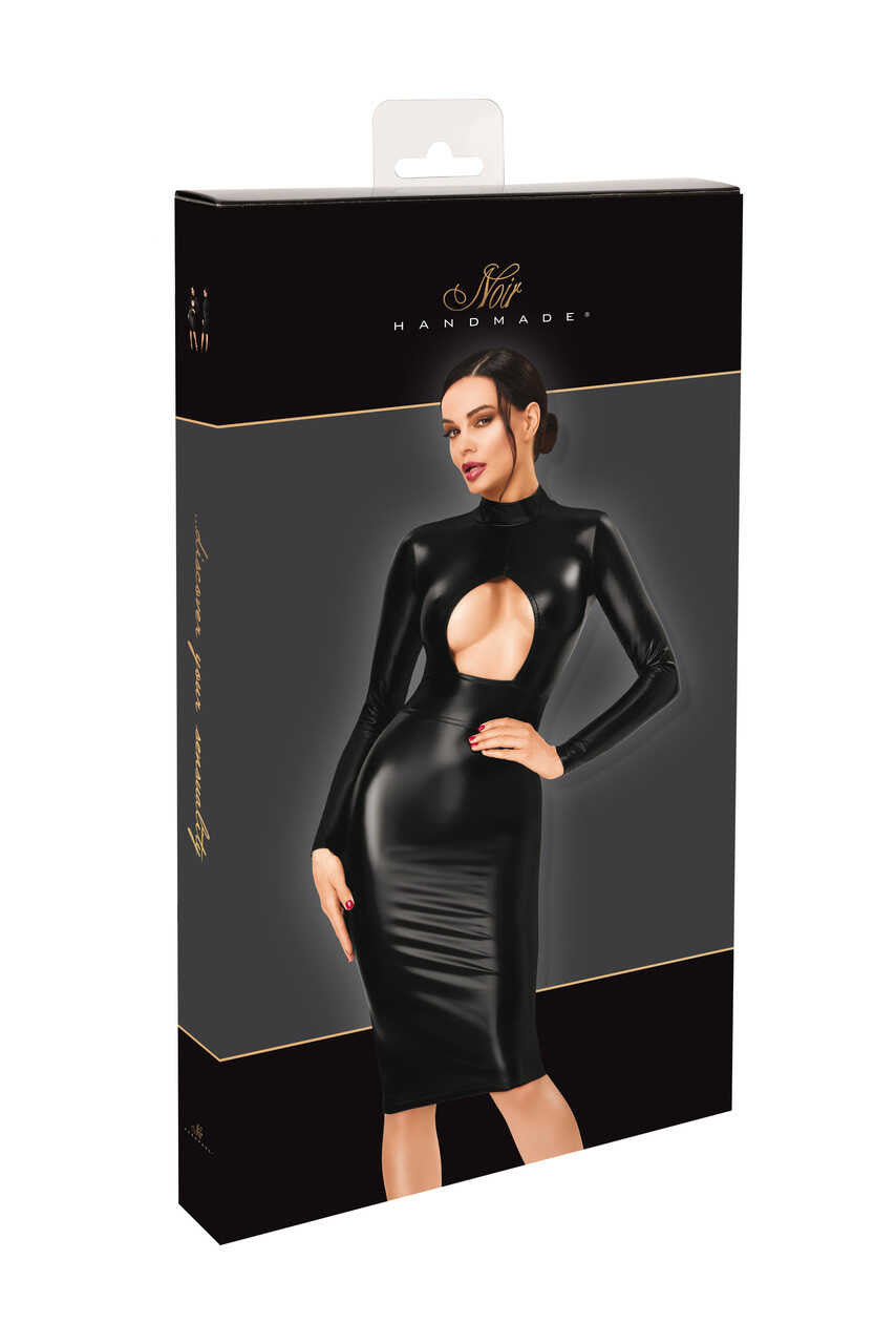 F401 Dark affair robe midi – Noir Handmade