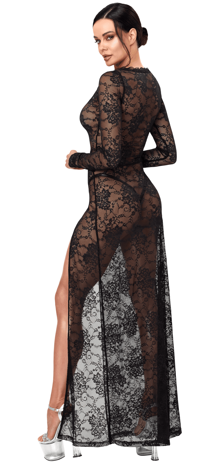 F405 One more kiss robe longue – Noir Handmade