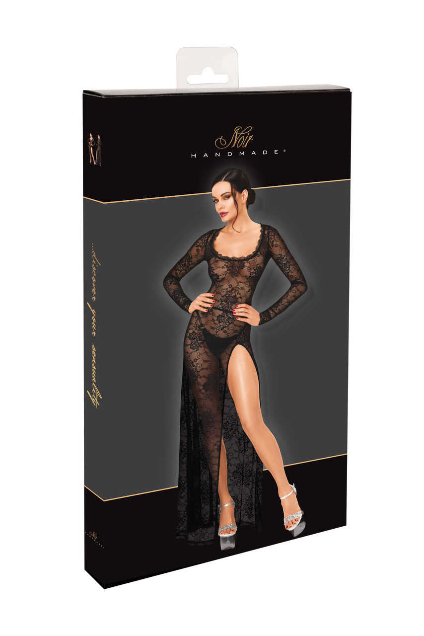 F405 One more kiss robe longue – Noir Handmade