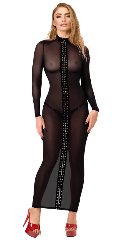 F410 Do Not Disturb robe longue à laçage – Noir Handmade