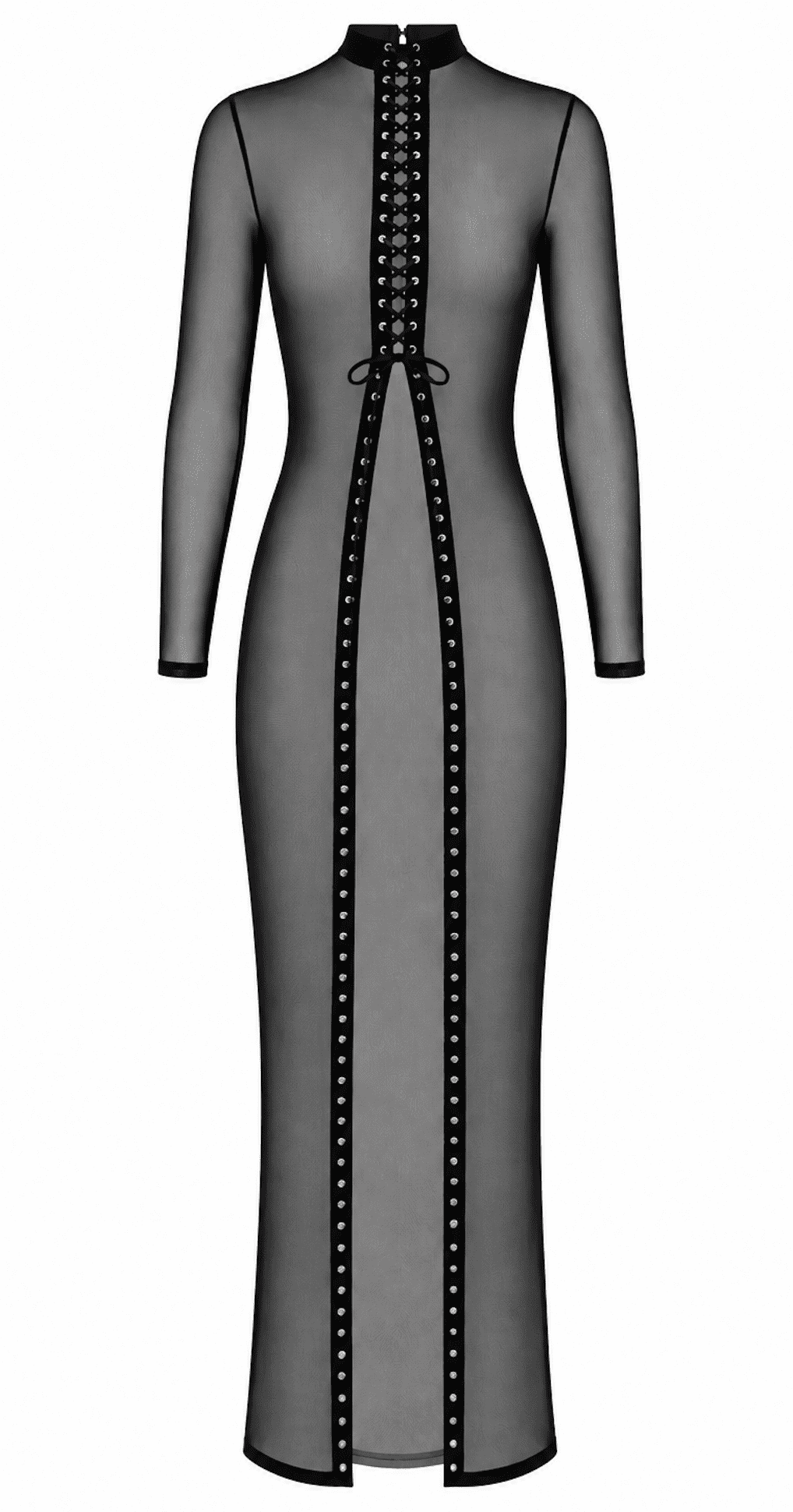 F410 Do Not Disturb robe longue à laçage – Noir Handmade
