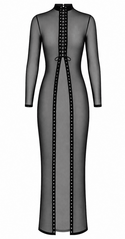 F410 Do Not Disturb robe longue à laçage – Noir Handmade