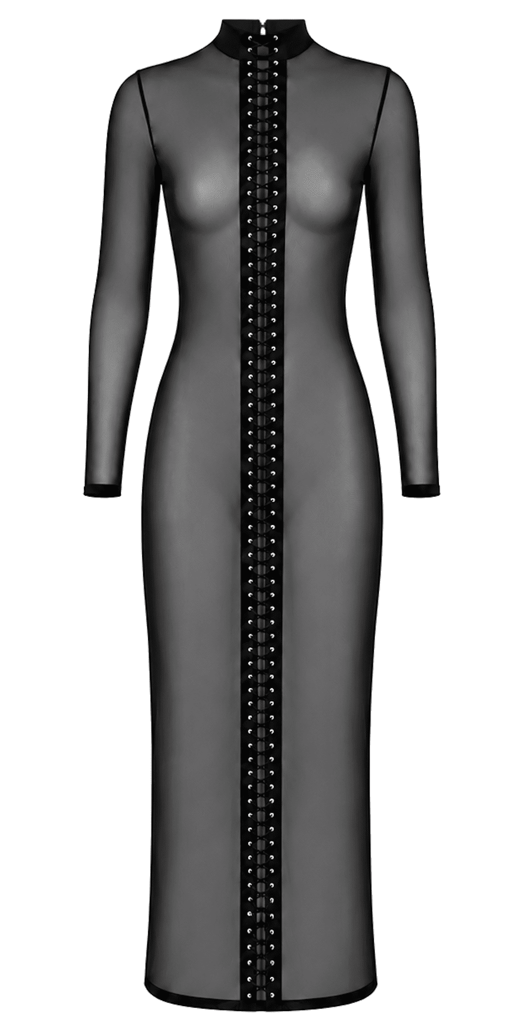 F410 Do Not Disturb robe longue à laçage – Noir Handmade
