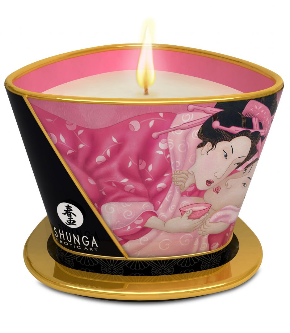 Bougie de massage lueur et caresses - Aphrodisia Rose – Shunga – vue 1