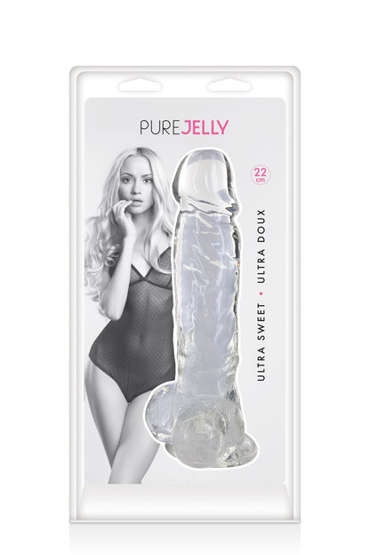 Gode jelly transparent ventouse taille XL 22cm