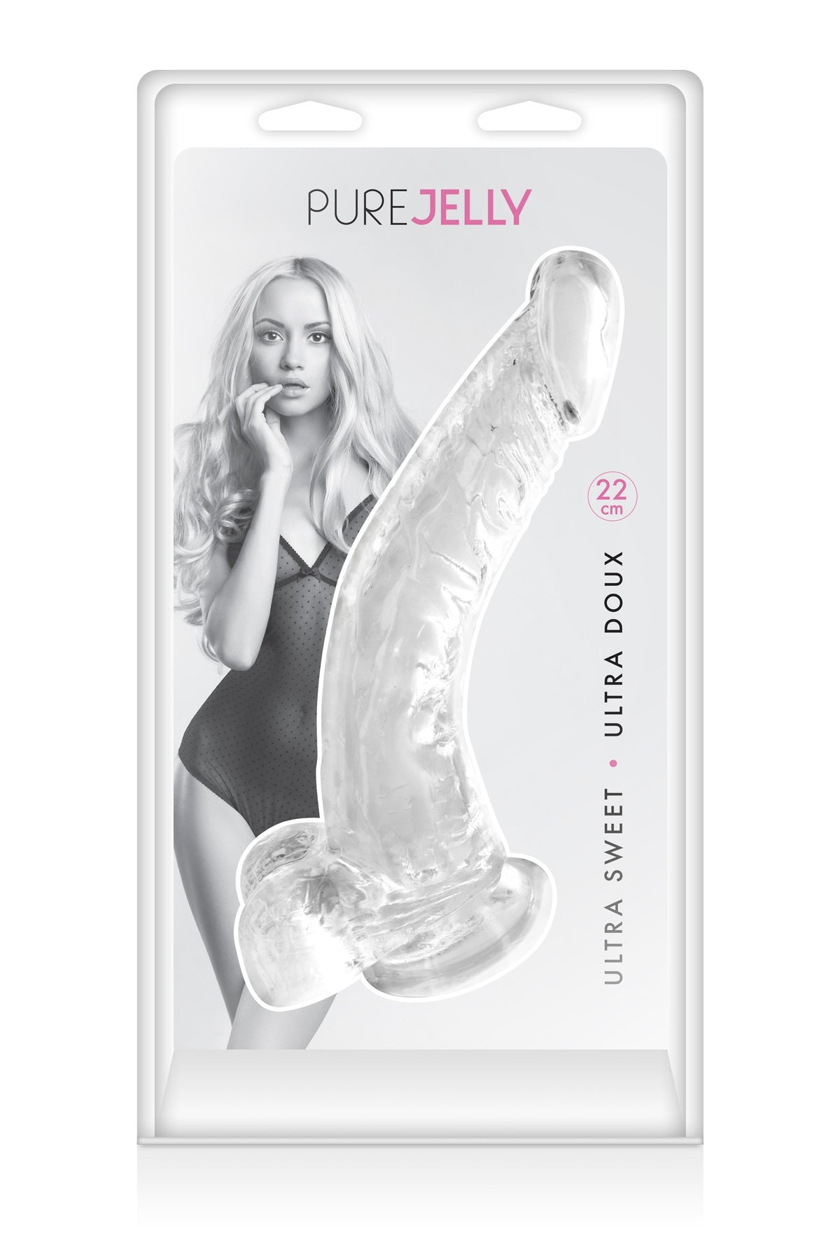 Gode jelly courbe transparent ventouse taille XL 22cm