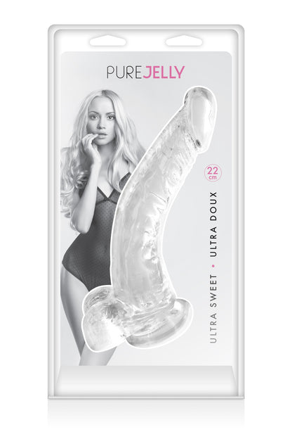 Gode jelly courbe transparent ventouse taille XL 22cm