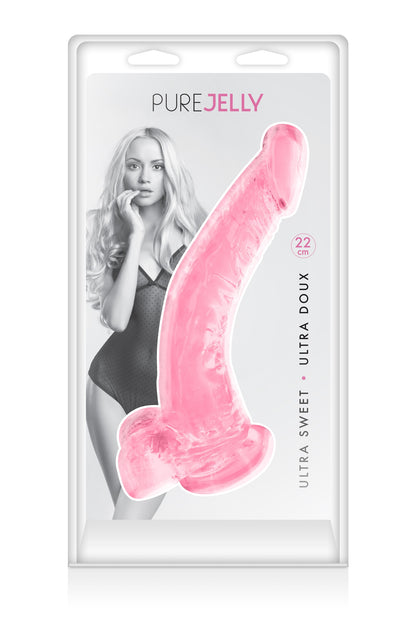 Gode jelly courbe rose ventouse taille XL 22cm