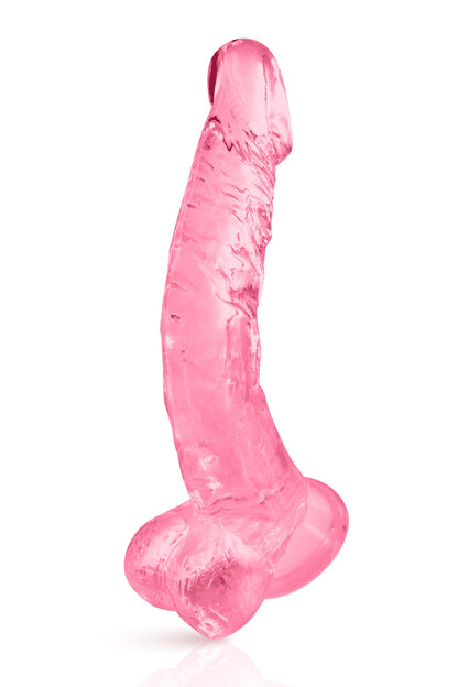 Gode jelly courbe rose ventouse taille XL 22cm