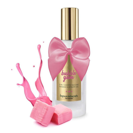 Gel 2 en 1 Intime et massage silicone – Bubble gum – 100 ml – Bijoux Indiscrets – vue 1
