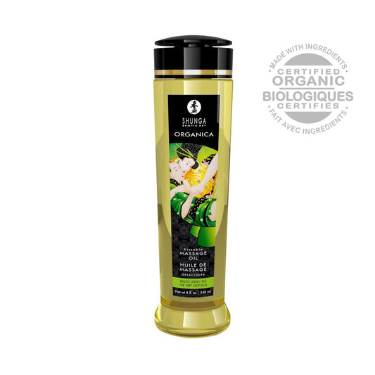 Huile de massage organique – Thé vert – 240 ml – Shunga – vue 1
