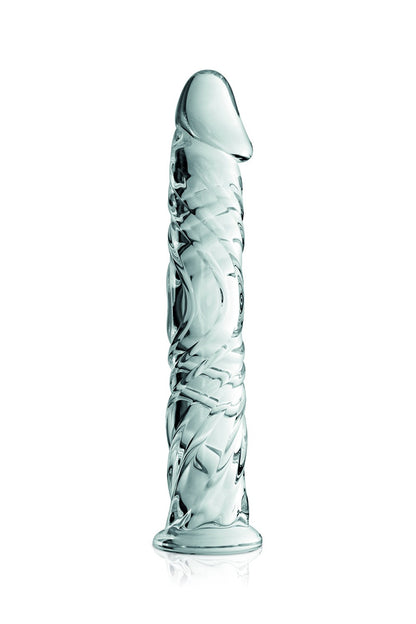 Gode en verre transparent avec gland et veines n°4 Glossy