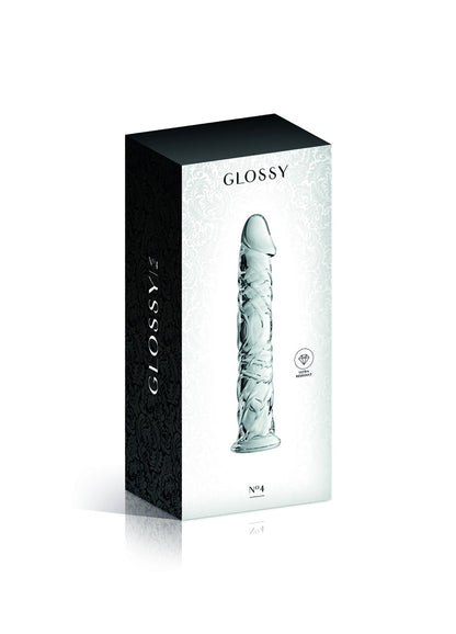 Gode en verre transparent avec gland et veines n°4 Glossy