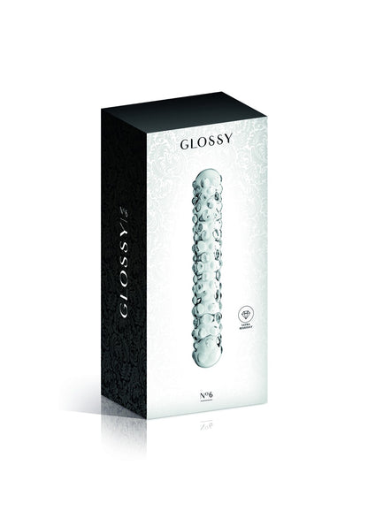 Gode en verre transparent perlé n°6 Glossy