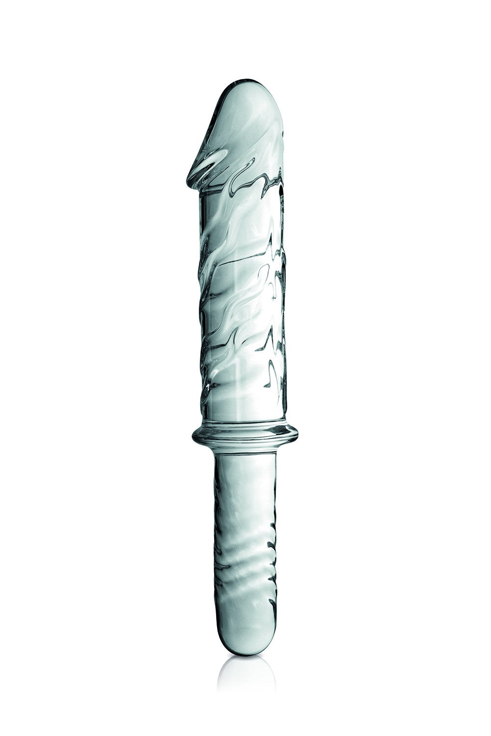 Gode en verre réaliste transparent avec poignée n°12 Glossy