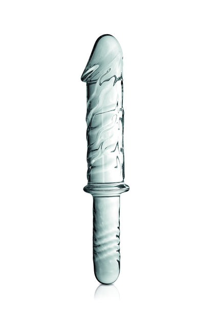 Gode en verre réaliste transparent avec poignée n°12 Glossy