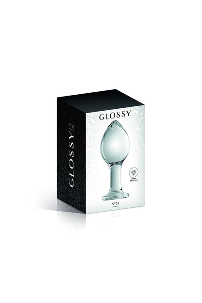 Plug anal boule en verre transparent n°32 Glossy