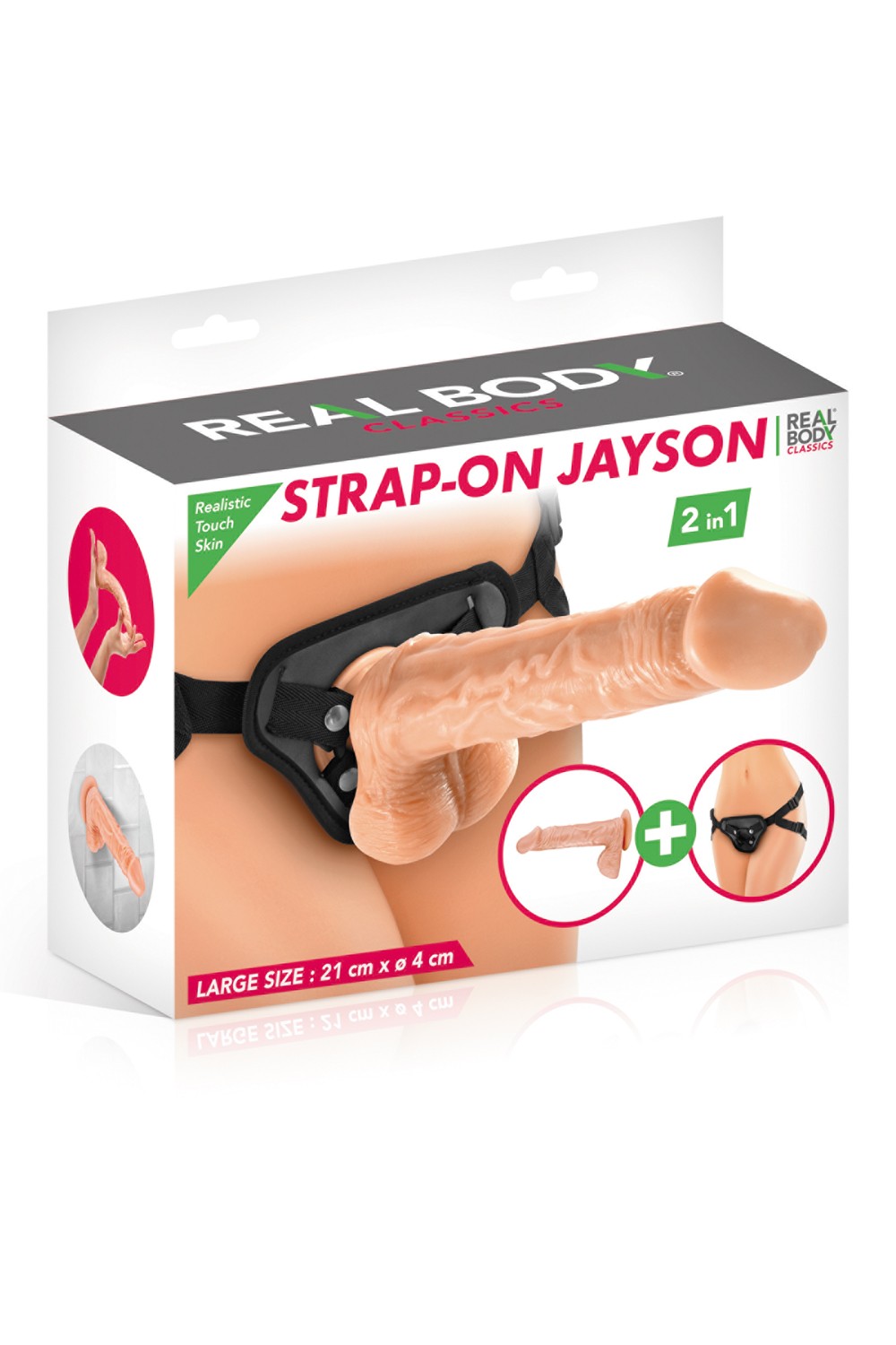 2 en 1 Gode ceinture interchangeable Jayson 21 cm